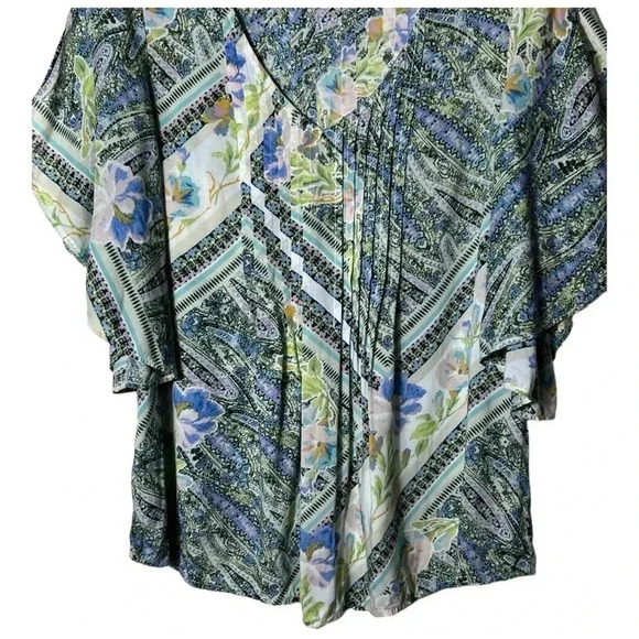 1839. ANTHROPOLOGIE MAEVE FLORAL FLUTTERED MAYA TOPβ SIZE 0 MULTICOLORED FLOWY - Picture 5 of 10